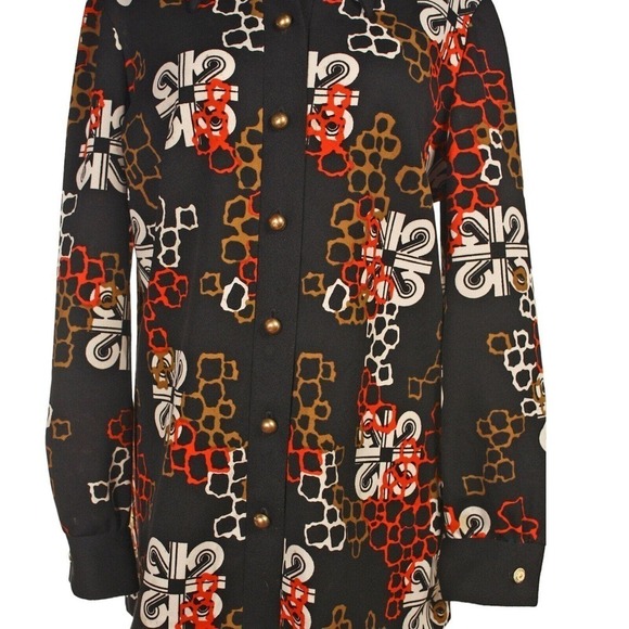 Vintage 70s Puritan Forever Young Geometric Blouse Shirt Sz L B38 W38 - Hey Viv - Picture 5 of 7